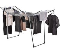 Leifheit Tendedero con alas Pegasus 200 Solid Black, Tendedero de Ropa Plegable en Elegante Color Negro con 20 m de Longitud de Secado, Estable y Resistente a la Corrosión, para Exterior e Interior