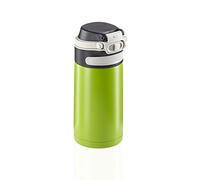 Leifheit Vaso térmico Flip (350 ml) con tapón de rosca, taza hermética con bloqueo adicional contra fugas, termo portátil, uso con una mano, verde