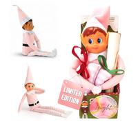 LEIGHT Elfo de vinilo suave con sombrero y etiqueta, el elfo plegable más pequeño del mundo, 40 cm, accesorio navideño para niños y niñas (azul rojo)