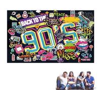 LEIIERUY Decoraciones de Fiesta de los 90, Pancarta Retro para Fiesta Temática de los 90, Cartel Neón con Estilo Hip-Hop, Decoración de Pared para Fiesta de los 90
