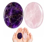 LEIIERUY Set de 2 Cristales Chakra - Amatista Natural Tallada a Mano, Piedra de Palma para Relajación y Bienestar, Ideal para Meditación y Equilibrio Energético