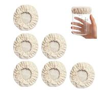 LEIIERUY Set de 6 Tapas Transpirables para Masa Madre - Cubiertas de Tela Reutilizables con Elástico para Tarros de 7-10 cm, Ideales para Fermentación de Masa Madre