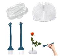 LEIIERUY Soportes para arreglos Florales con Ventosa, Set de 2 Flower Frog Redondos de plástico con 2 cepillos de Limpieza, para Ikebana, decoración del hogar y Eventos