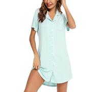 Leikar Camisón de maternidad para mujer, pijama de lactancia de manga larga, manga corta, verde claro, talla S