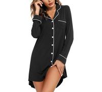 Leikar Camisón de maternidad para mujer, pijama de lactancia de manga larga, Negro (Long Sleeve-Black), Large
