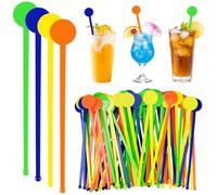 Leikedun - Agitador de cóctel (80 unidades, 18 cm), diseño de cócteles, batidoras de colores, para café, jugo, vino, batido, plástico alimentario sin BPA