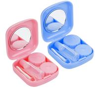 Leikedun Funda para lentes de contacto, funda para lentes de contacto con espejo, porta lentes de contacto de viaje, portalentes para lentes de contacto higiénico portátil para viajes a casa al aire