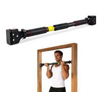 leikefitness Barra de dominadas para marco de puerta, barra de dominadas para entrenamiento superior del cuerpo, barras de dominadas ajustables y portátiles sin tornillo, mecanismo de bloqueo de ancho