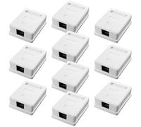Leikurvo 10 enchufes de red CAT 6A, 1 puerto: RJ45 hembra apantallado, montaje en superficie, 10 Gbps, red Ethernet LAN, caja de red, cable de red, juego de enchufes de Internet, color blanco