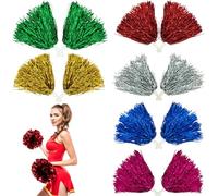 Leikurvo 12 Pompones de Animadora para Eventos Deportivos, Juegos de Pelota, Bailes, Fiestas de Carnaval (6 Colores)