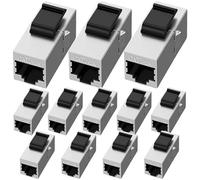 Leikurvo 12 x CAT6a Keystone Módulo Patch Cable Conector Acoplamiento RJ45 apantallado Keystone Acoplamiento Red Panel de Patch Soporte Keystone Extensión para Alargar Cable Ethernet