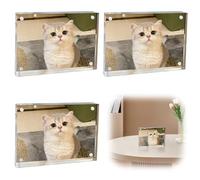 Leikurvo 3 marcos de fotos, 10 x 15 cm, marco de fotos magnético, marco de fotos magnético, marco transparente de doble cara, soporte magnético de 5 mm de grosor, soporte magnético para escritorio