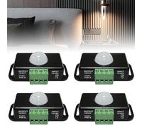 Leikurvo 4 sensores infrarrojos PIR, CC 12 V 24 V, sensor de infrarrojos, interruptor automático, movimiento exterior, interruptor para tiras LED y bombillas, color negro