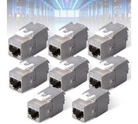 Leikurvo 8 unidades RJ45 CAT7 Keystone Module Jack blindado hasta 10 Gbps, red sin herramientas, conector blindado STP, carcasa de metal, ideal para cables de red