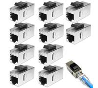 Leikurvo Acoplamiento RJ45 CAT6a Keystone Módulo 10 Unidades 10 Gbit/s Módulo Acoplador de Red Conector Blindado Keystone Jack, RJ45 Hembra Red para Extensión Ethernet Cable de Red
