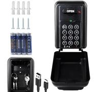 Leikurvo Caja fuerte para llaves con código numérico, gran caja fuerte impermeable para exteriores, 12 dígitos, montaje en pared, caja de llaves electrónica, caja de llaves para casa, garaje y oficina