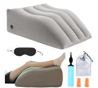 Leikurvo Cojín para piernas para elevar las piernas, cojín inflable para dormir, reposapiés, cojín elevador de piernas, cojín para piernas con bolsa y bomba, lavable, cojín para las rodillas (gris)