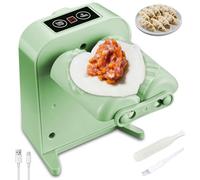 Leikurvo Green Ravioli - Máquina automática de albóndigas, juego de máquina de pasta con cepillo, cuchara y cortador de albóndigas, cuchillas de acero inoxidable, alimentado por USB multiusos