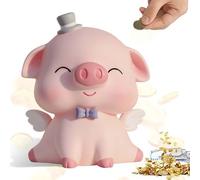 Leikurvo Hucha de Cerdito Rosa, Piggy Bank Moneda Banco de la Suerte, Hucha de Plástico Kawaii para Cumpleaños o Navidad, Regalos para Niñas y Niños