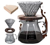Leikurvo Juego de cafetera Pour Over, jarra de cristal de borosilicato de 600 ml, filtro de café con taza y 100 filtros de papel, jarra de café manual para casa, oficina, exterior, camping