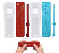 Leikurvo Mando a distancia Wii, 2 mandos de Wii, mando a distancia inalámbrico, conexión de sensor de movimiento, mando de repuesto para consola Wii y Wii, con funda de silicona y correa de mano