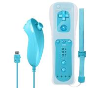Leikurvo Mando a distancia Wii con Nunchuck, mando a distancia Wii, mando a distancia Nunchuck para Wii Vernbedinung Remote Plus mando de repuesto Jostick Game Handle para consola Wii/Wii U (azul)