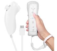 Leikurvo Mando a distancia Wii, mando a distancia Wii con Nunchuck, mando Nunchuck para Wii Vernbedinung Remote Plus mando de repuesto Jostick Game Handle para consola Wii/Wii U (blanco)