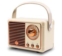 Leikurvo Mini altavoz Bluetooth portátil, altavoz en forma de radio, caja de música retro, caja portátil Bluetooth 5.0 para habitación/oficina/salón, regalo de cumpleaños (beige)