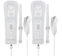 Leikurvo Paquete de 2 mandos Wii Remote, mando con Nunchuk para WiiRemote y mango de repuesto para consola Wii/WiiU (blanco)