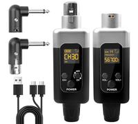 Leikurvo Transmisor de micrófono inalámbrico, 2,4 G 1 a 1 UHF transmisor/receptor, corriente fantasma de 48 V, compatible con micrófonos dinámicos y de condensador, 50 m, para sistemas de PA, voces y