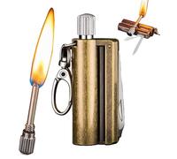 LEILEICAILI Paquete de 3 cerillas permanentes - Encendedor portátil de Queroseno for Exteriores con Llavero, Encendedor Reutilizable de pedernal for Camping y Supervivencia(Brass)