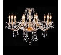 LEILIUDD Lámpara, candelabro de cristal de vela, lujosa lámpara de gota de lluvia, lámpara de techo moderna de altura ajustable para comedor, pasillo, interior/dorado/10 cabezales