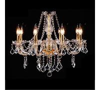 LEILIUDD Lámpara, candelabro de cristal de vela, lujosa lámpara de gota de lluvia, lámpara de techo moderna de altura ajustable para comedor, pasillo, interior/dorado/8 cabezales