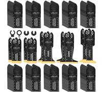 LEILUO 110 hojas de sierra oscilantes de titanio extralargas y anchas para clavos de madera, yeso, accesorios universales de herramientas oscilantes con bolsa de almacenamiento compatible con DeWalt