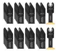 LEILUO Juego de 50 cuchillas oscilantes de titanio extralargas para sierra multiherramienta con bolsa de almacenamiento, accesorios de corte de ajuste universal para clavos de madera, paneles de yeso