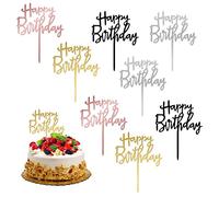 LEIMEND 16 Piezas Topper Tartas de Happy Birthday Acrílico Cake Topper, Puede Estar en Contacto Directo con Los Alimentos, Se usa para Decorar Pasteles de Cumpleaños (4 Colores)