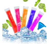 LEIMEND 200 Piezas Bolsas para Helados Flash con Embudo Bolsas de Polos | Flash para Congelar 5,5x28 cm Polos Flash para Congelar para Helados Caseros Barras de Yogur Batidos de Frutas y Zumos
