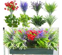 LEIMEND 22 Piezas de Plantas Artificiales Exterior Plantas Artificiales Realistas Adecuadas para la Decoración del Porche el Patio y el Jardín de la Casa