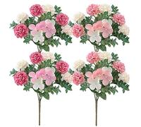 LEIMEND 4 PCS Flores Artificiales Decoracion Peonias Artificiales Flores Falsa no es Necesario Cuidar de, para Boda, Hogar, Jardín, Fiesta, Mesa Decoración (Rosa)