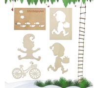 LEIMEND 6 Piezas Accesorios para Gnomos Plantilla de Gnomo Plantillas Huellas Gnomo Lantillas Navidad Madera Accesorios con Escalera de Cuerda Decoracion Navideña