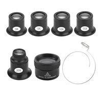 LEIMEND 6 Piezas Lupa Relojero 3X/5X/10X/15X/20X/30X Lupa de Relojero Profesional Conjunto con Soporte de Jewelers Loupes para Joyería Relojería Reloj Reparación de Alta Precisión