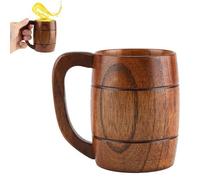 Leinggg Taza de cerveza de madera natural con asa, taza de cerveza de madera natural, taza para beber de madera con asa para Oktoberfest Beerfest, hogar, oficina