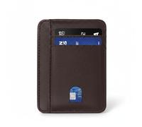 Leinoupt: Cartera delgada para hombre, tarjetero de crédito, cartera con bloqueo RFID, bolsillo frontal, carteras de cuero para hombres y mujeres, caja de regalo, Café, Diseño delgado y práctico