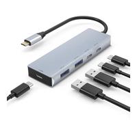Leinsis Hub USB 3.2 de 10 Gbps, 4 puertos USB 3.2 con 2 USB-C 3.2 y 2 USB-A 3.2, PD 100 W de carga rápida para MacBook Pro, MacBook Air, portátiles Acer, portátiles HP, iPad Pro More.(plata