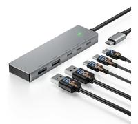 Leinsis Hub USB C 3.2 de 10 Gbps, 2 USB-C y 2 USB-A, carga CC de 5 V para MacBook Pro, MacBook Air, portátiles Acer, portátiles HP, iPad Pro y más. (gris)