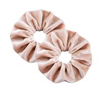 Leirinik Velvet Scrunchie beige 2 unidades - 14 cm - Coletero de alta calidad de 100% poliéster - aspecto de terciopelo para mujeres y niñas - todos los tipos de cabello - respetuoso con el cabello