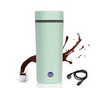 Leiruo Hervidor eléctrico de viaje 3 en 1 Mini Hervidor y Mini Termo 304 Hervidor de acero 350 ml Mini taza de calor portátil Apagado automático para té, leche, café (verde)