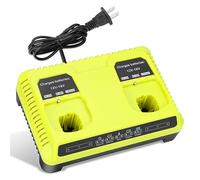 Leisuda 2 puertos P117 Dual Chemistry cargador de batería rápido para Ryobi 12V-18V ONE+ litio NiCd NiMh batería P100 P102 P103 P105 P107 P108 P118 P200 (soporte de montaje en pared)