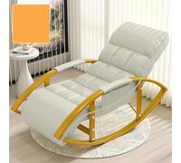 Leisure - Juego de mecedora y reposapiés de gran tamaño para patio con respaldo ajustable en altura y reposapiés para sala de estar y balcón, color blanco roto