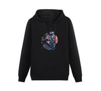 Leisure Men's Hoody Japanese Samurai Warrior Large Wave Red Sun Print Colourful Activewear Hoody Sweatershirt Black S